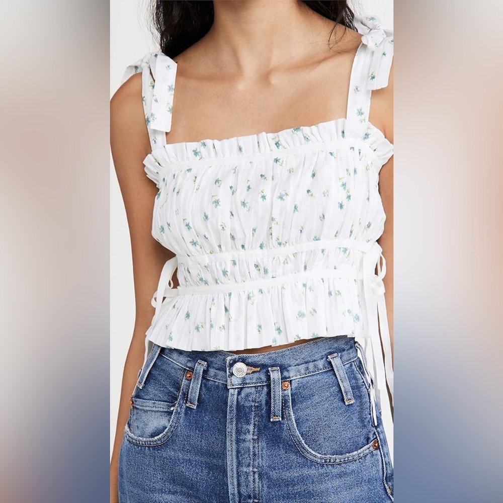 Playa Lucila Floral White Sleeveless Top